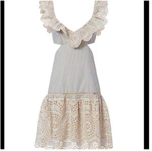 ZIMMERMANN Blue Meridian Stripe Frill  Dress